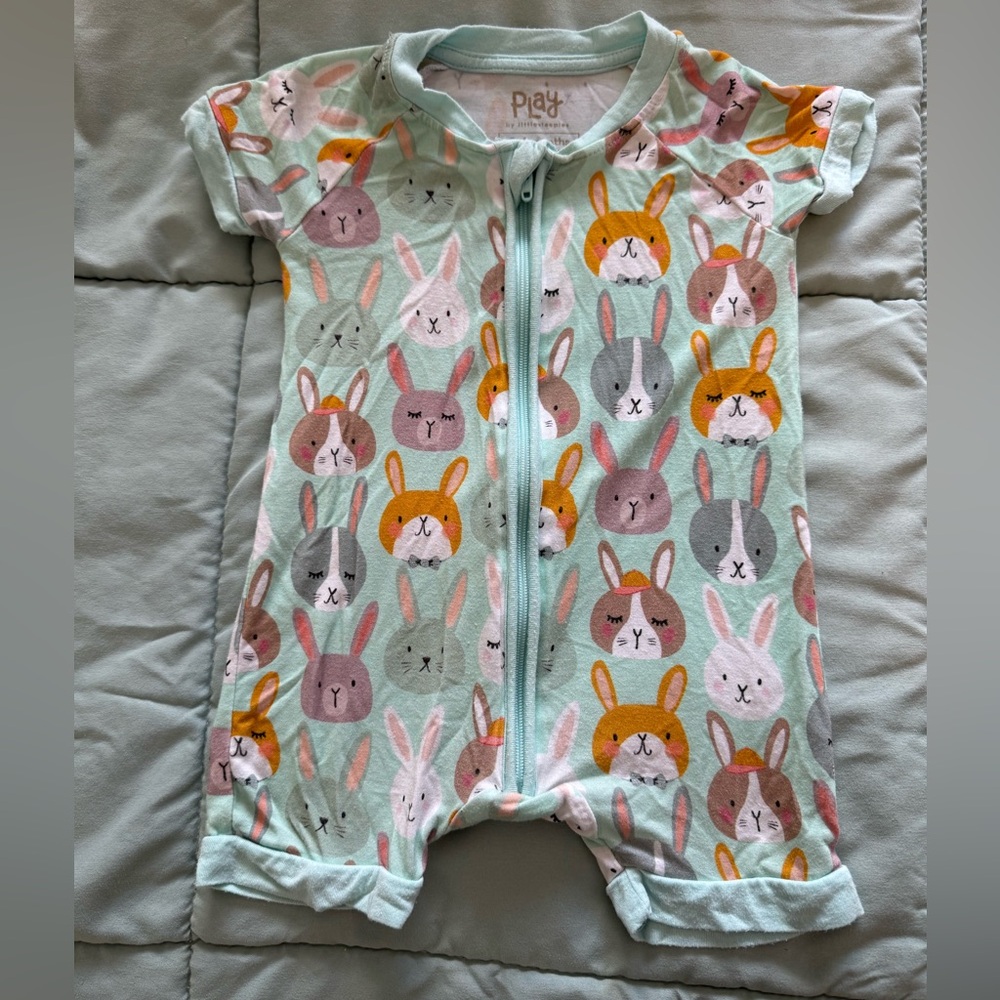 Little Sleepies teal Rad Rabbits
